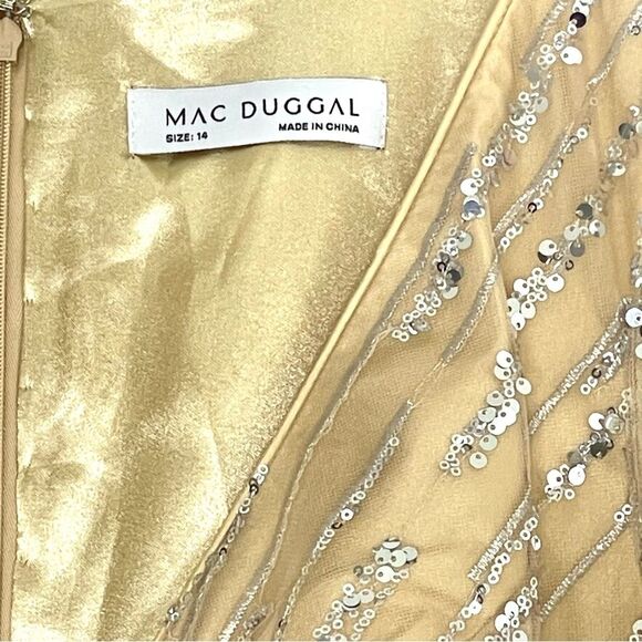 MAC DUGGAL 67859 Sequin Embellished Formal Evening Gown, Champagne, Size 14 - Picture 6 of 8